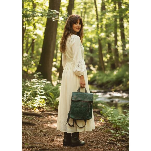 Bed Stu Howie Leather Backpack Distressed Green Laptop Travel Bag Handmade